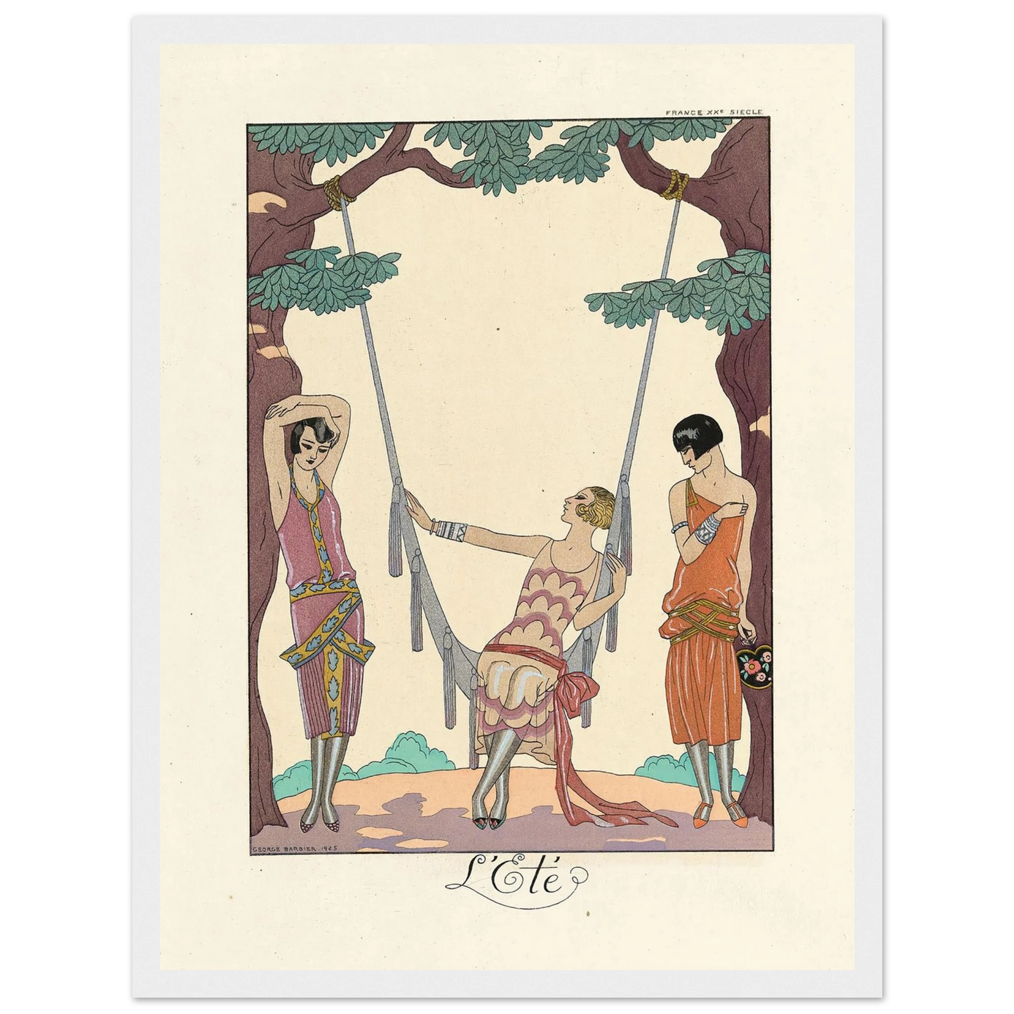 L’Été (Summer) (1922–1926) Art Print | George Barbier - Framed Poster - 30x40 cm / 12x16″ - Black frame