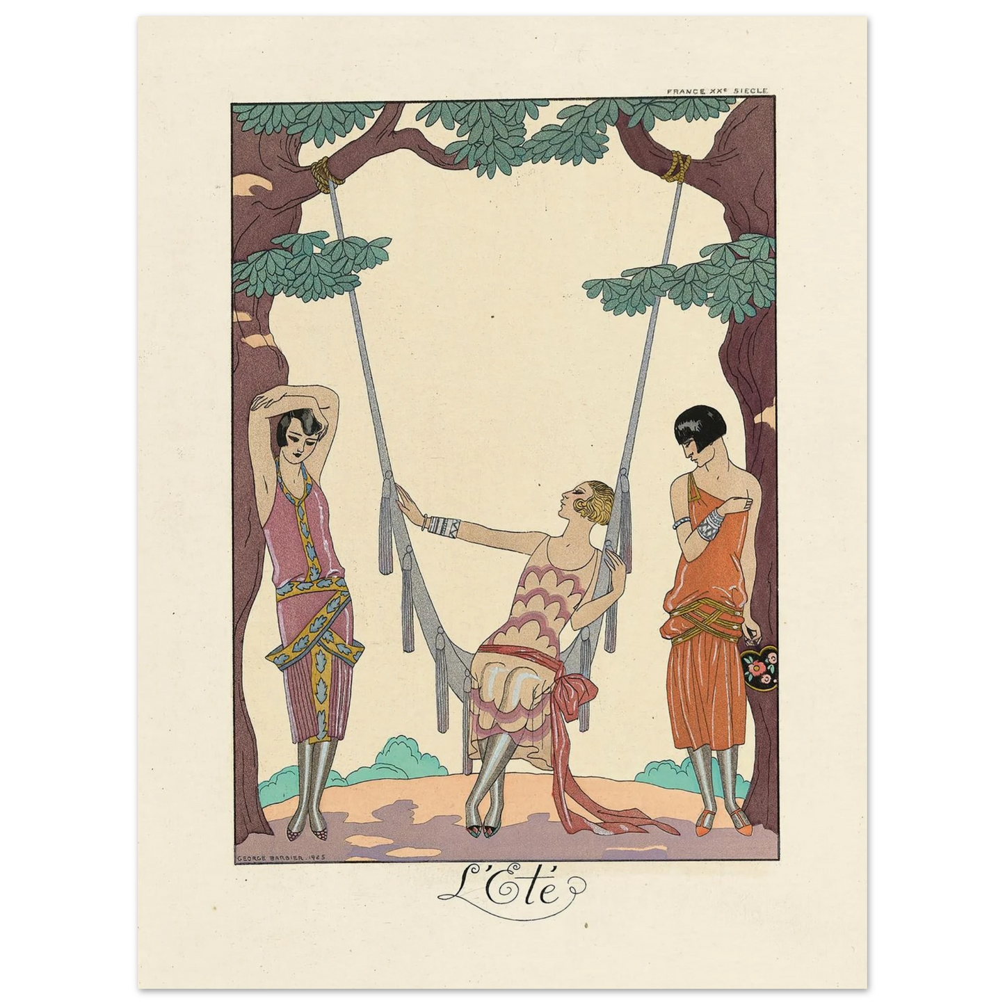 L’Été (Summer) (1922–1926) Art Print | George Barbier - Framed Poster - 30x40 cm / 12x16″ - Black frame