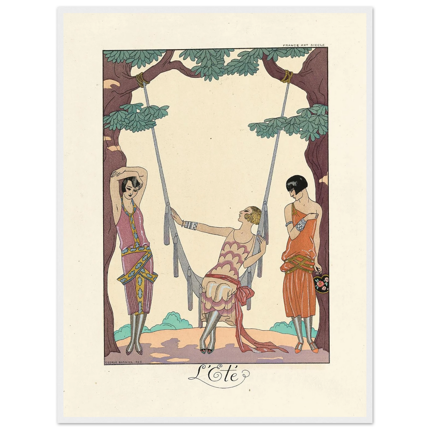 L’Été (Summer) (1922–1926) Art Print | George Barbier - Framed Poster - 30x40 cm / 12x16″ - Black frame