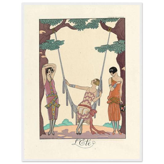 L’Été (Summer) (1922–1926) Art Print | George Barbier - Framed Poster - 30x40 cm / 12x16″ - Black frame