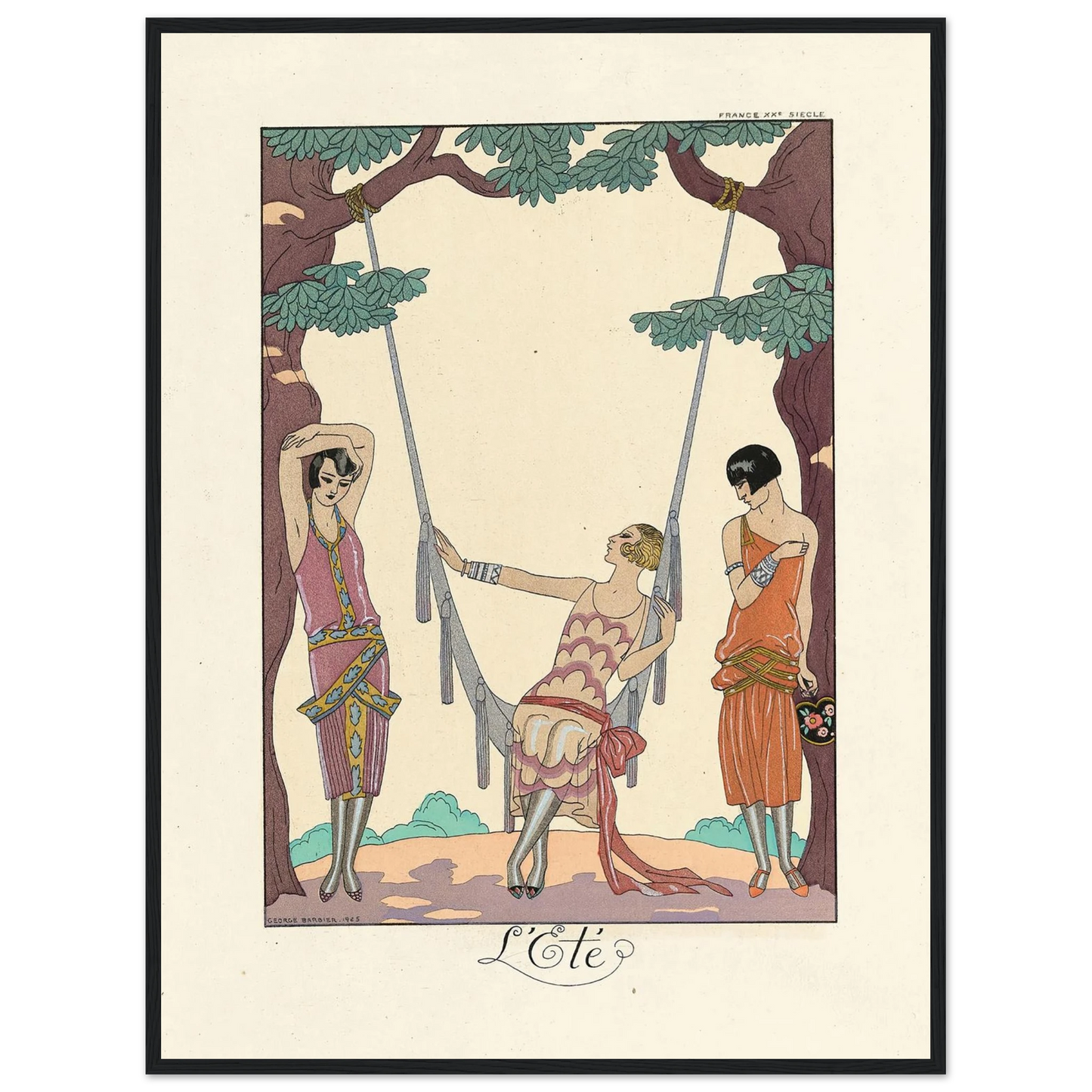 L’Été (Summer) (1922–1926) Art Print | George Barbier - Framed Poster - 30x40 cm / 12x16″ - Black frame