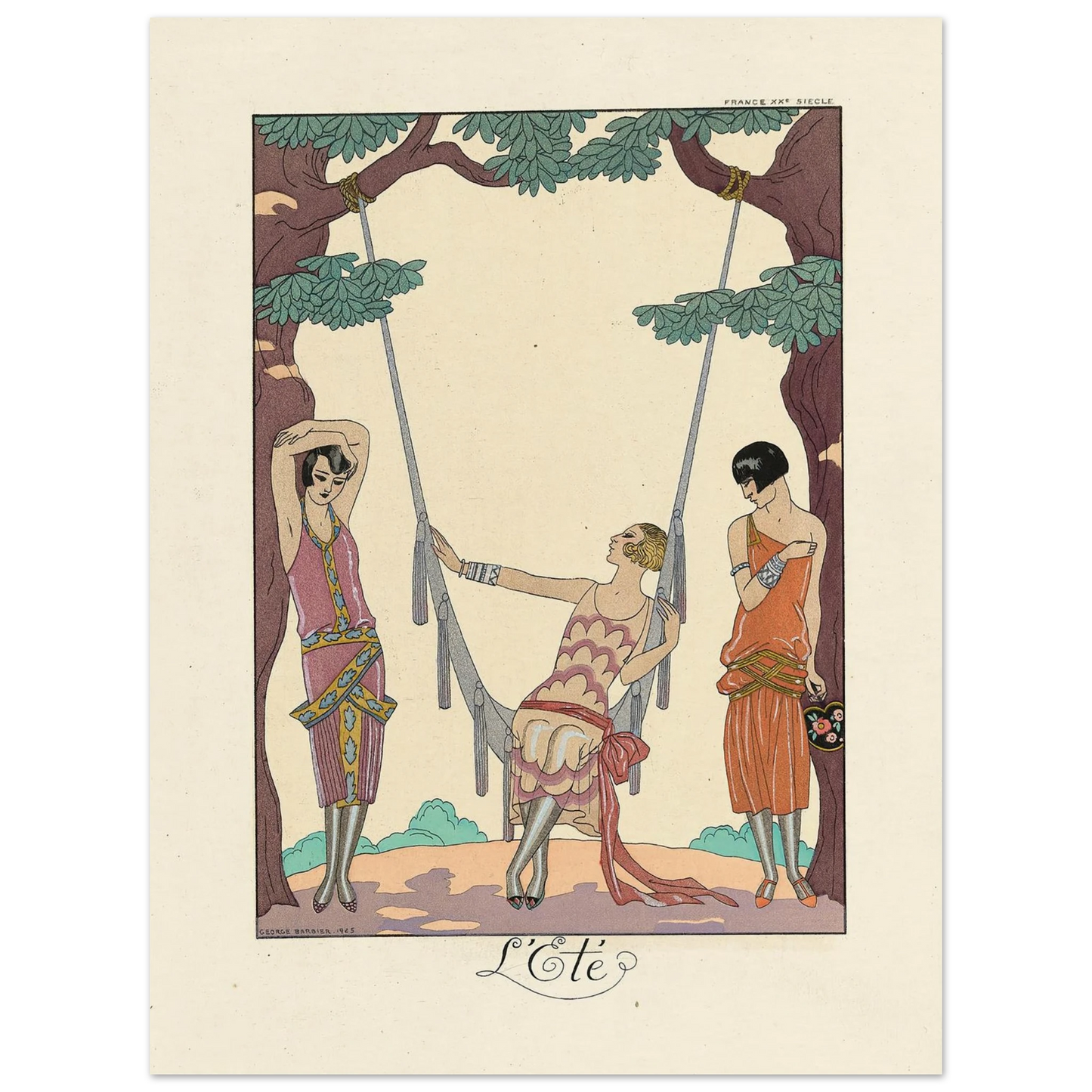 L’Été (Summer) (1922–1926) Art Print | George Barbier - Framed Poster - 30x40 cm / 12x16″ - Black frame