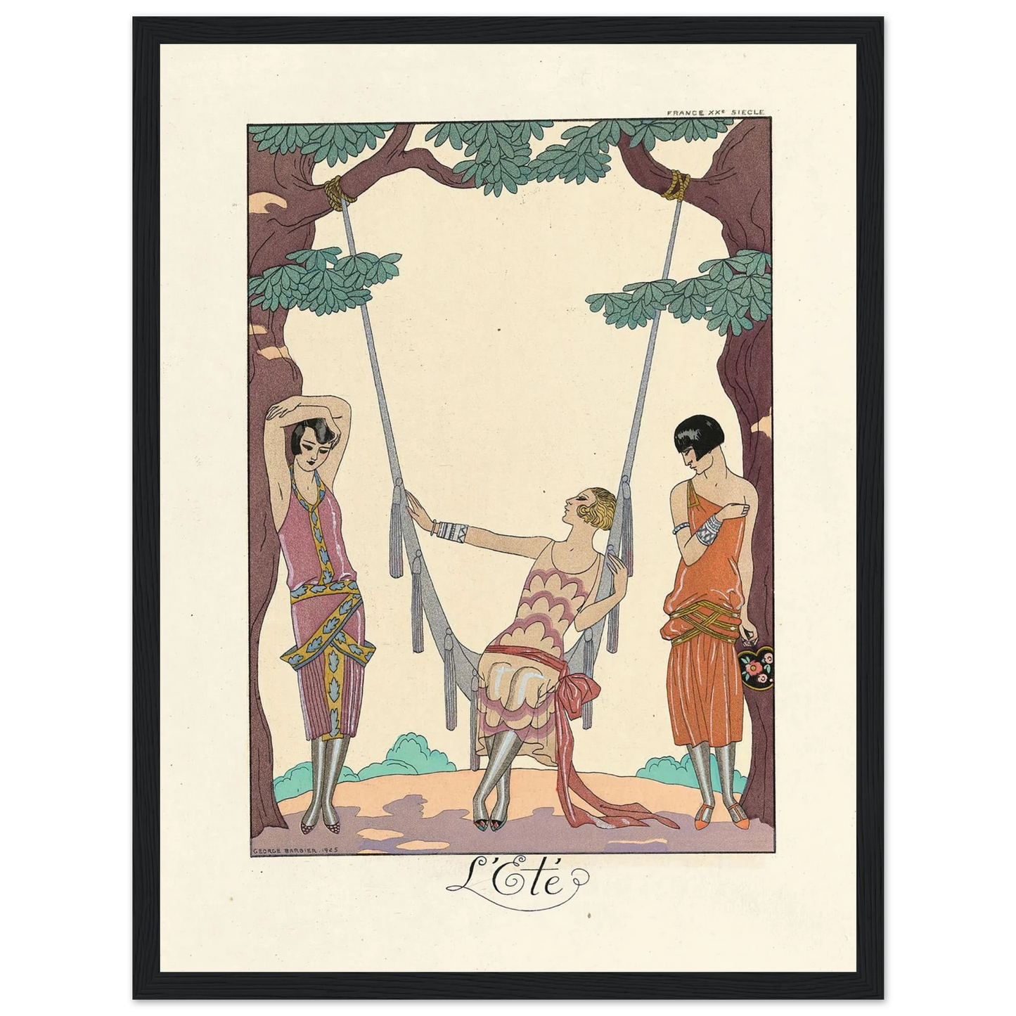 L’Été (Summer) (1922–1926) Art Print | George Barbier - Framed Poster - 30x40 cm / 12x16″ - Black frame