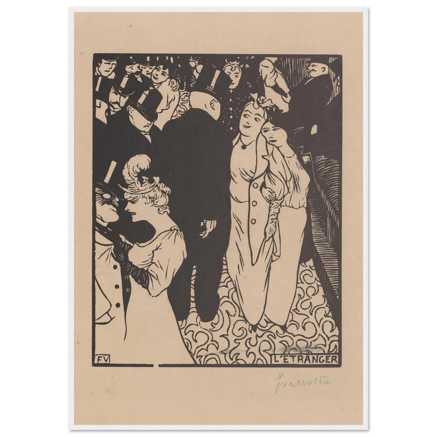 L’étranger (1894) Art Print | Felix Vallotton - Framed Poster - 30x40 cm / 12x16″ - Black frame
