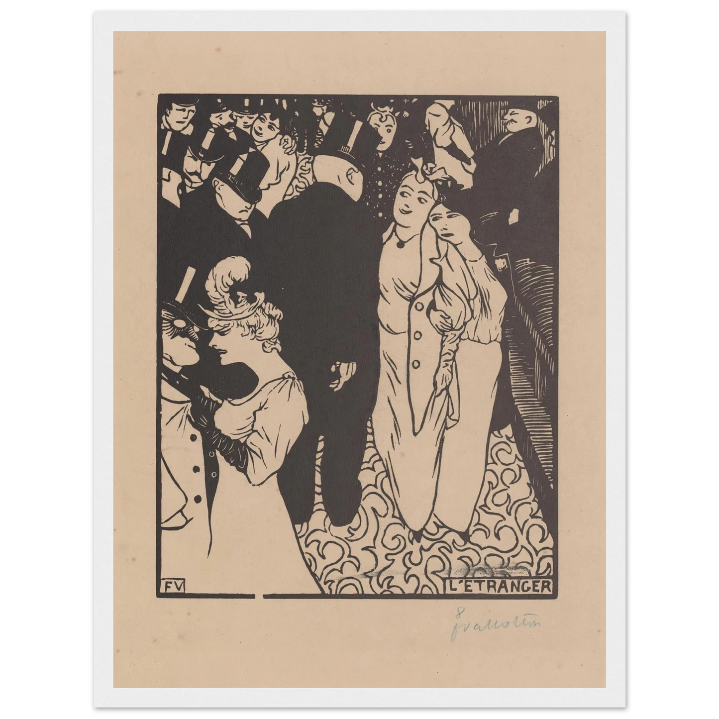 L’étranger (1894) Art Print | Felix Vallotton - Framed Poster - 30x40 cm / 12x16″ - Black frame