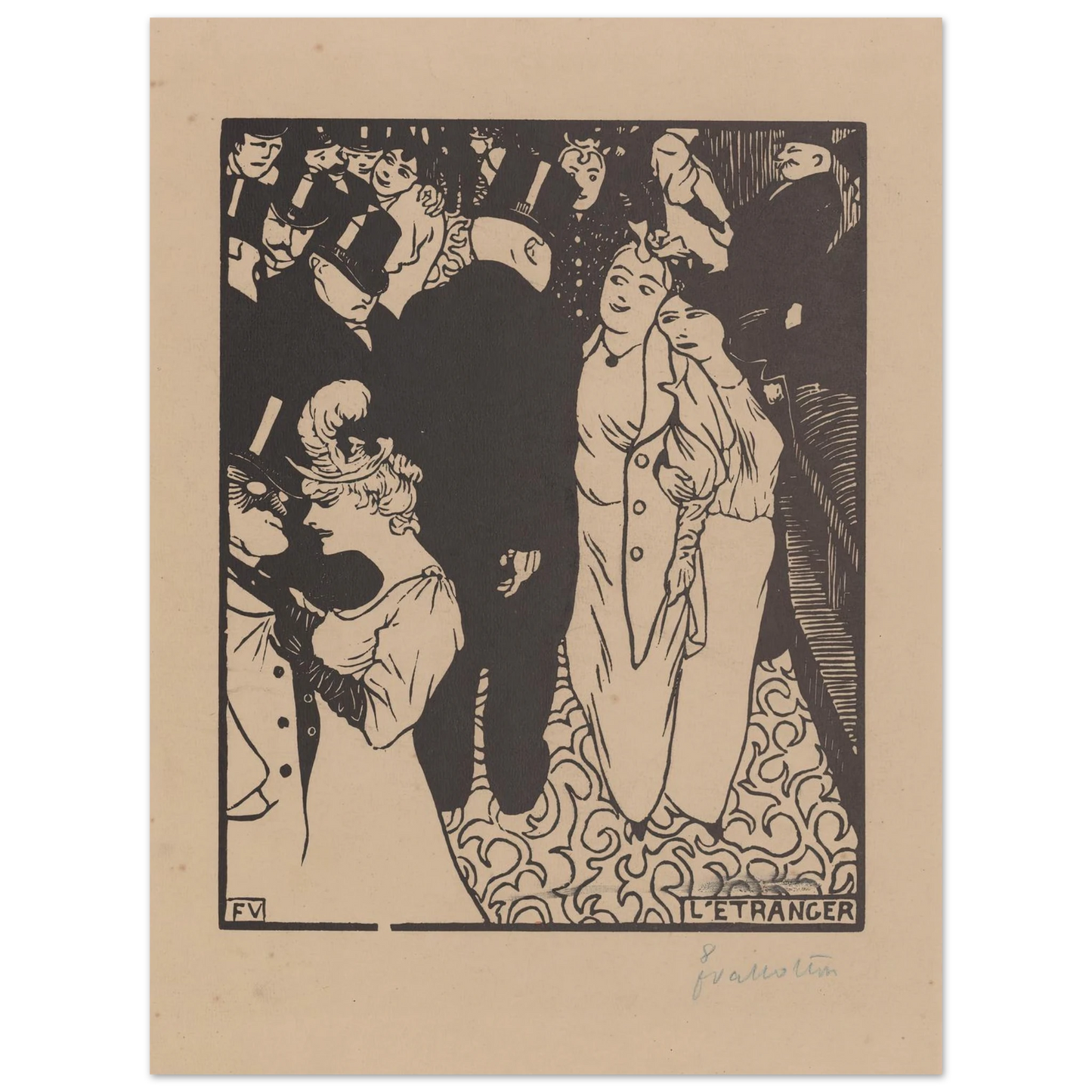 L’étranger (1894) Art Print | Felix Vallotton - Framed Poster - 30x40 cm / 12x16″ - Black frame