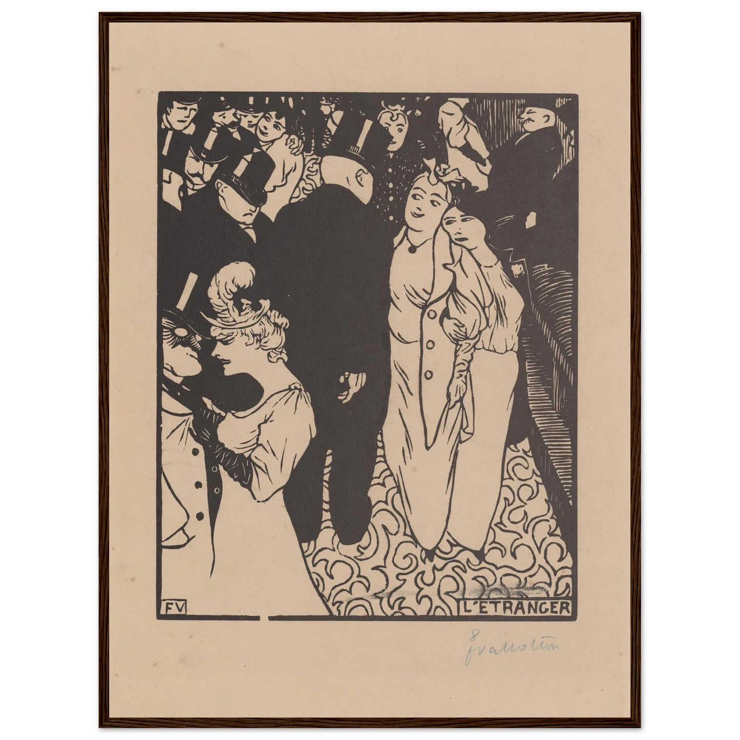L’étranger (1894) Art Print | Felix Vallotton - Framed Poster - 30x40 cm / 12x16″ - Black frame