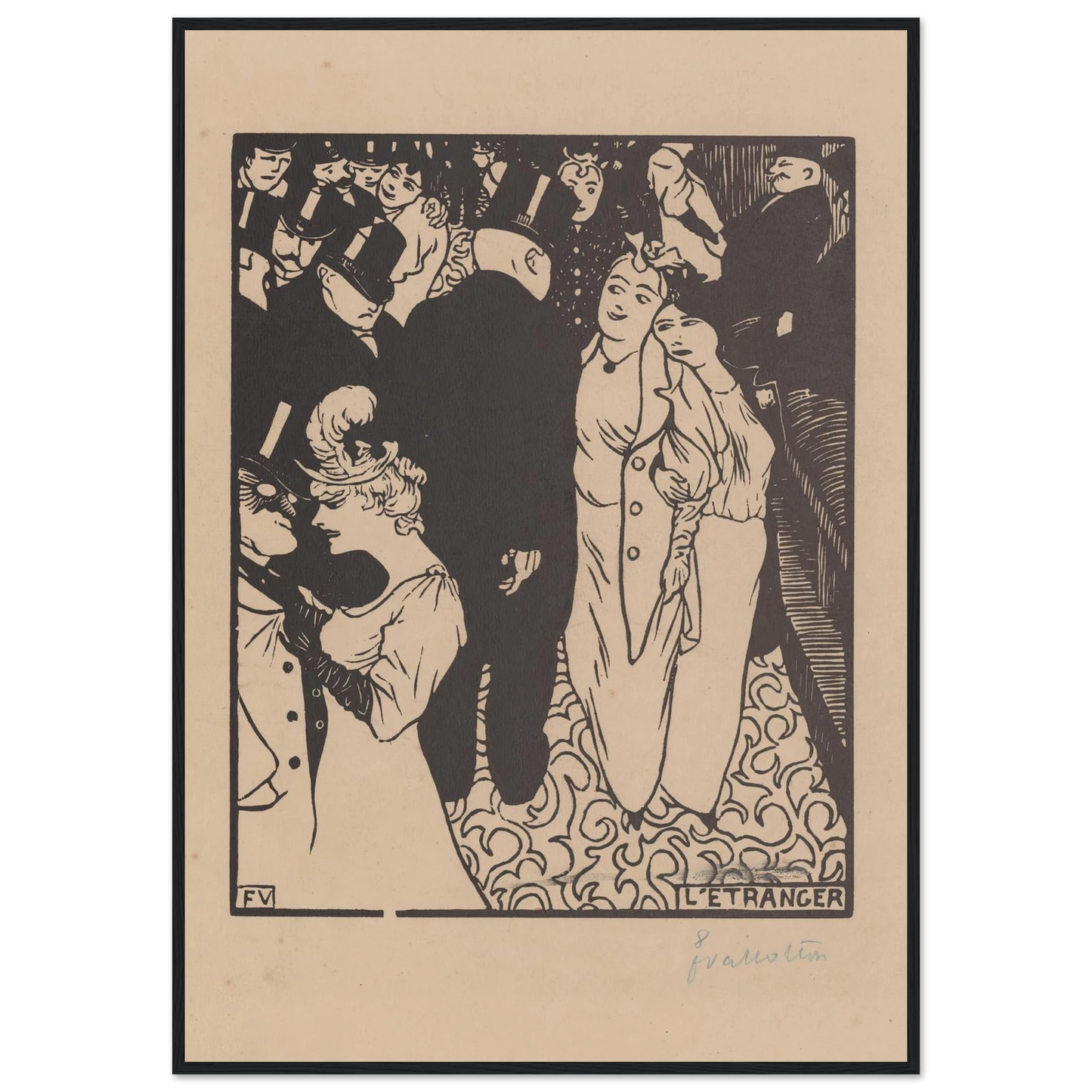 L’étranger (1894) Art Print | Felix Vallotton - Framed Poster - 30x40 cm / 12x16″ - Black frame