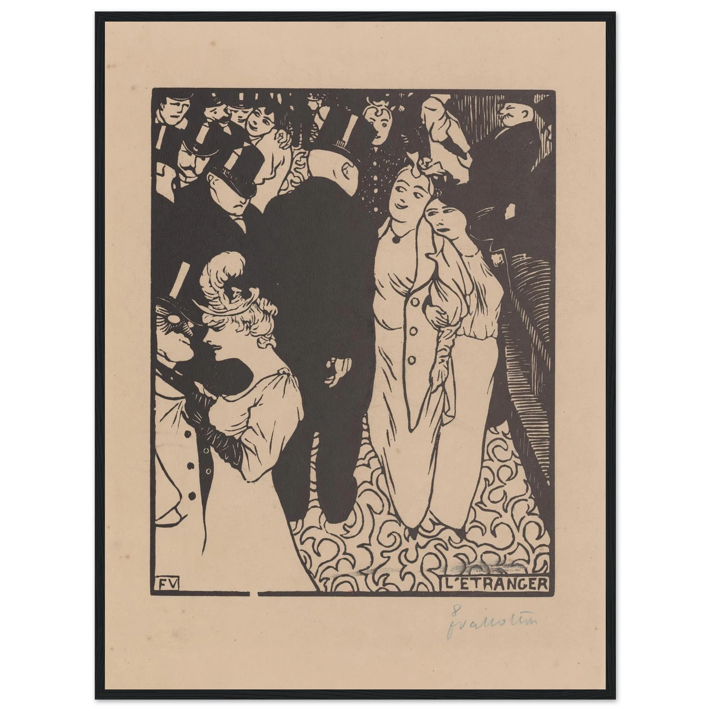 L’étranger (1894) Art Print | Felix Vallotton - Framed Poster - 30x40 cm / 12x16″ - Black frame