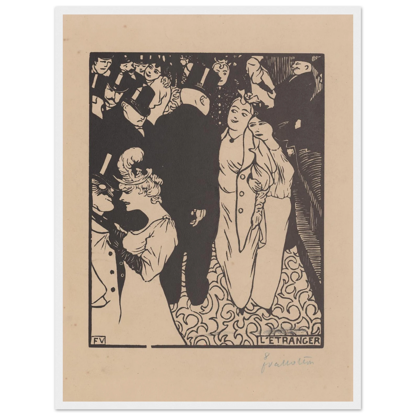 L’étranger (1894) Art Print | Felix Vallotton - Framed Poster - 30x40 cm / 12x16″ - Black frame
