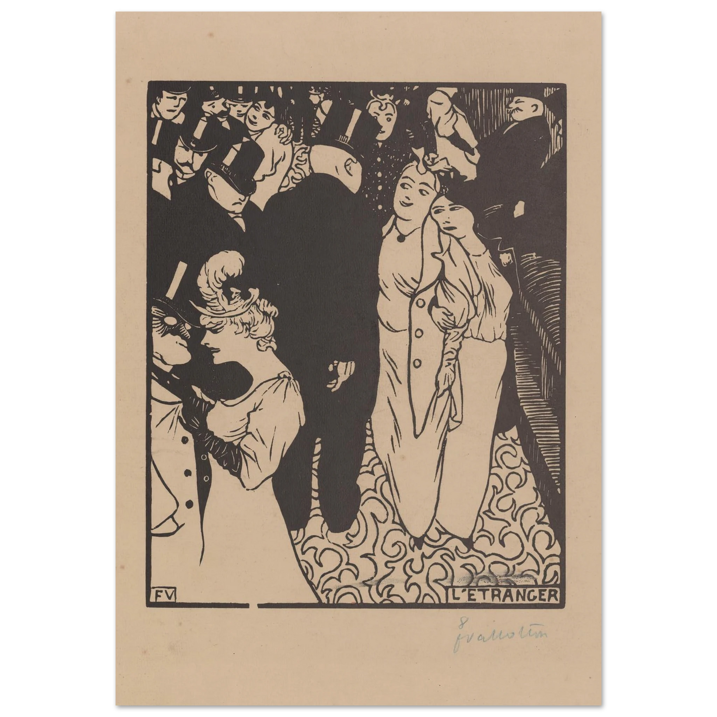 L’étranger (1894) Art Print | Felix Vallotton - Framed Poster - 30x40 cm / 12x16″ - Black frame