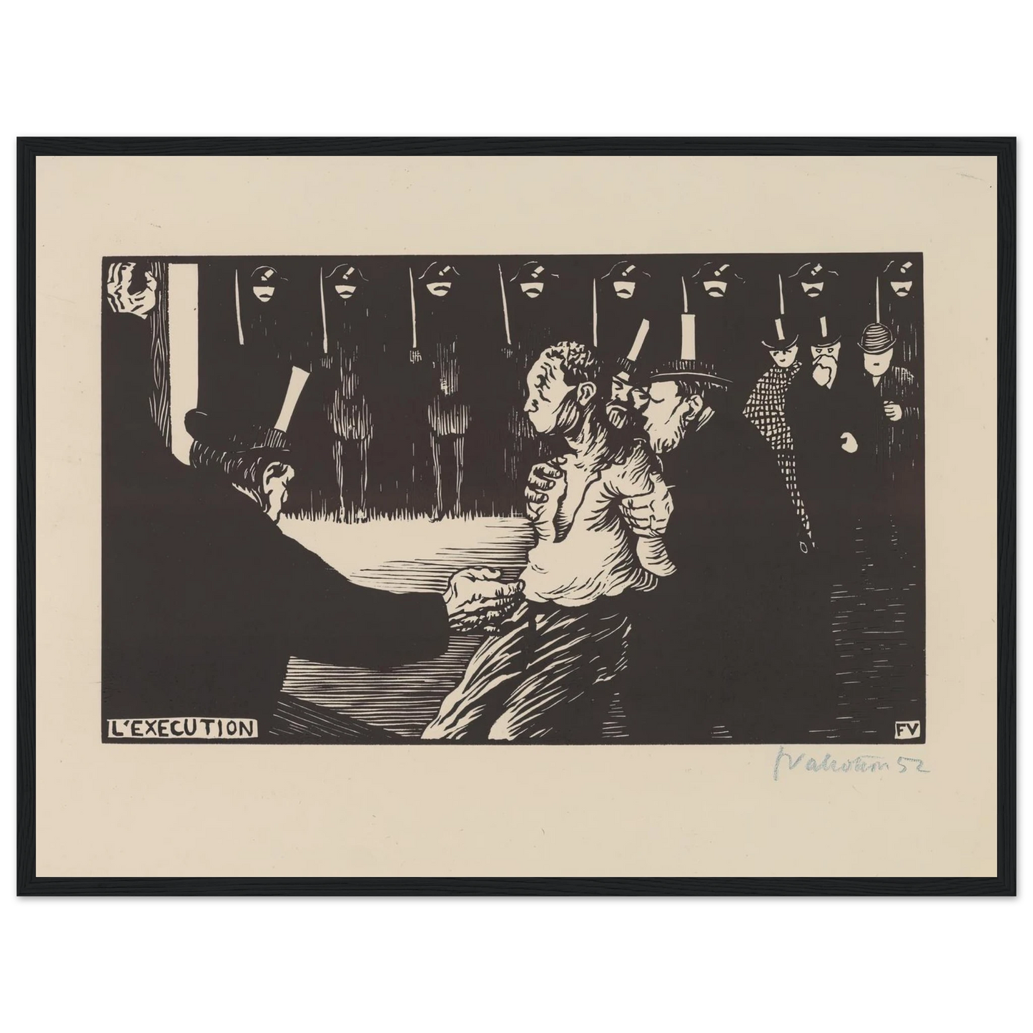 L’exécution (1894) Art Print | Felix Vallotton - Framed Poster - 30x40 cm / 12x16″ - Black frame