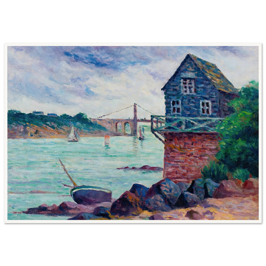 Lézardrieux, Le Pont Suspendu Art Print | Maximilien Luce - Framed Poster - 30x40 cm / 12x16″ - Black frame