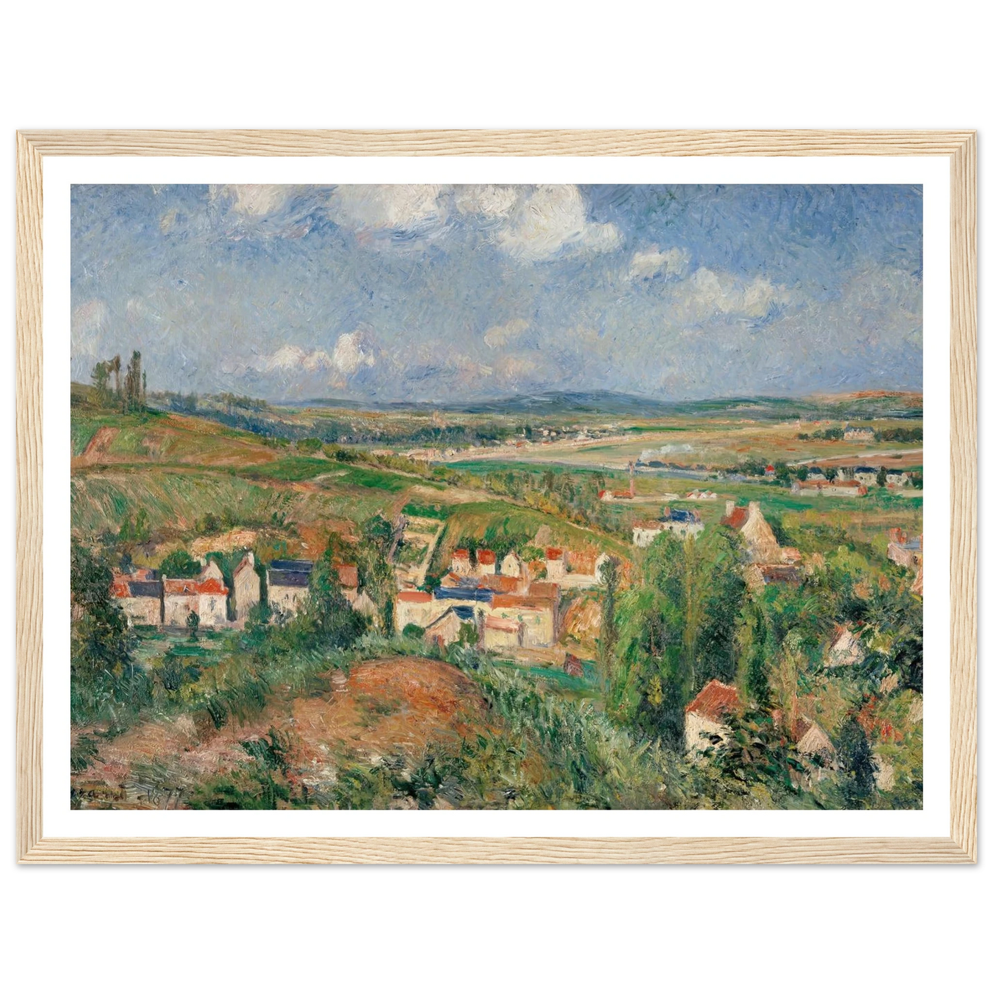 L’hermitage En Été, Pontoise (1877) Art Print | Camille Pissarro - Framed Poster - 30x40 cm / 12x16″ - Black frame
