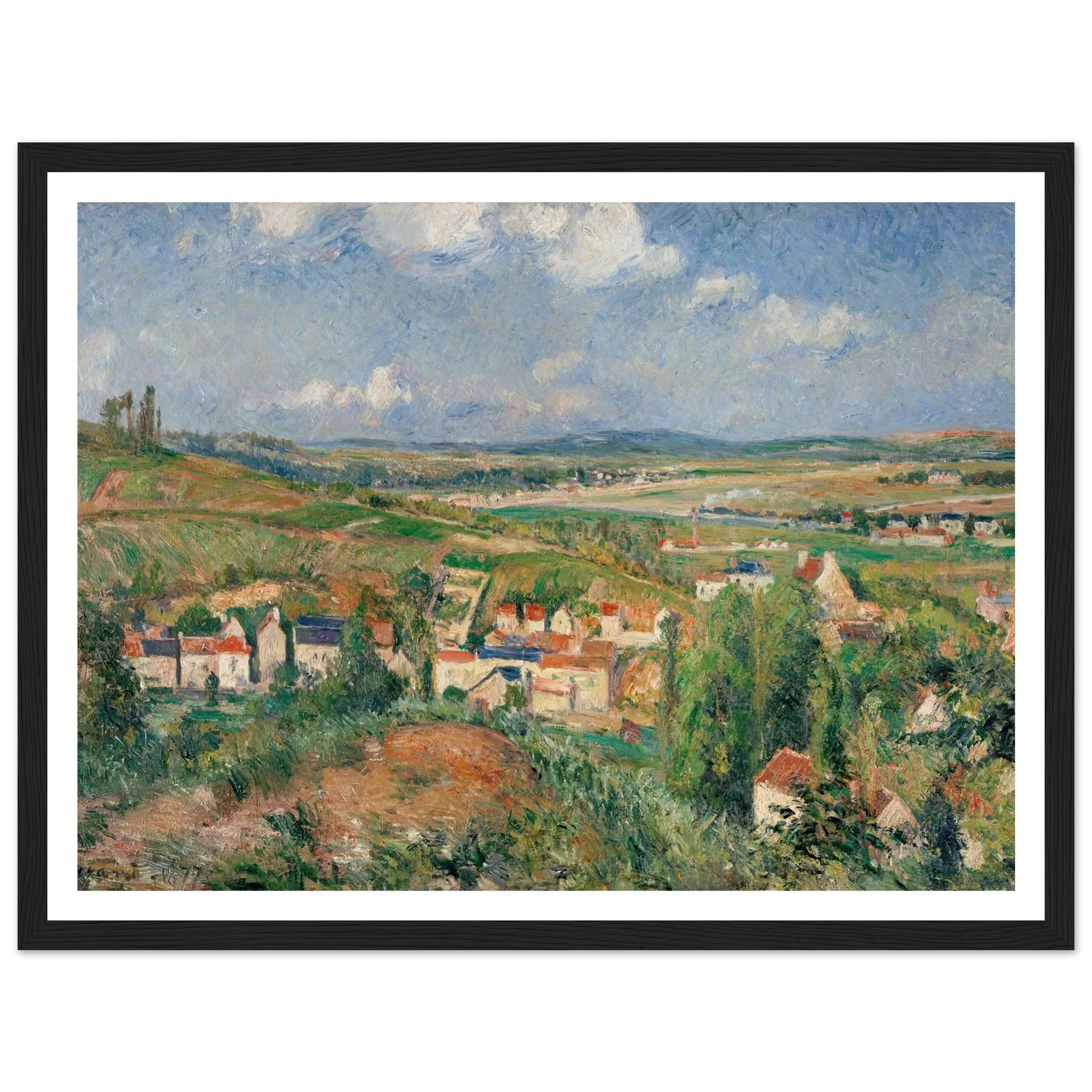 L’hermitage En Été, Pontoise (1877) Art Print | Camille Pissarro - Framed Poster - 30x40 cm / 12x16″ - Black frame