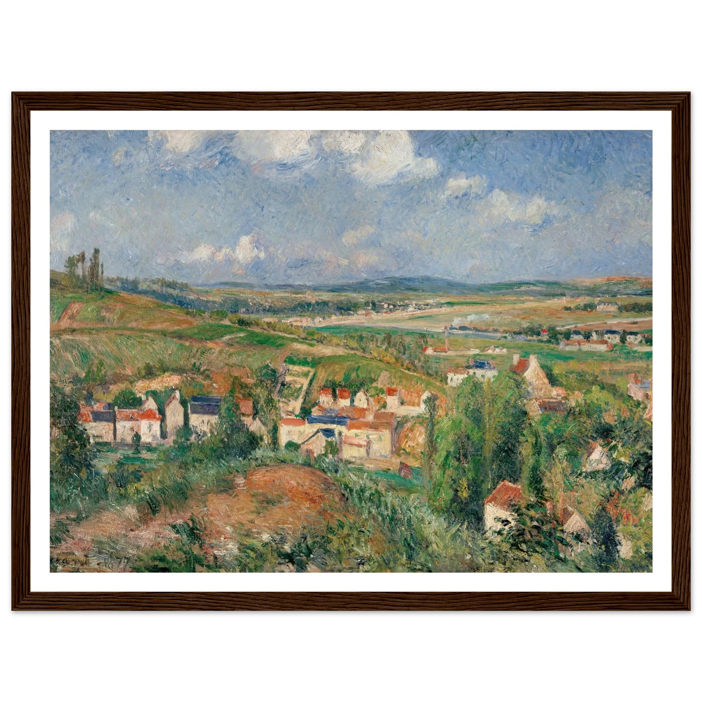 L’hermitage En Été, Pontoise (1877) Art Print | Camille Pissarro - Framed Poster - 30x40 cm / 12x16″ - Black frame
