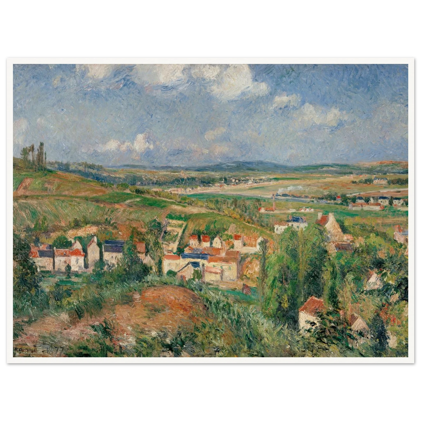 L’hermitage En Été, Pontoise (1877) Art Print | Camille Pissarro - Framed Poster - 30x40 cm / 12x16″ - Black frame