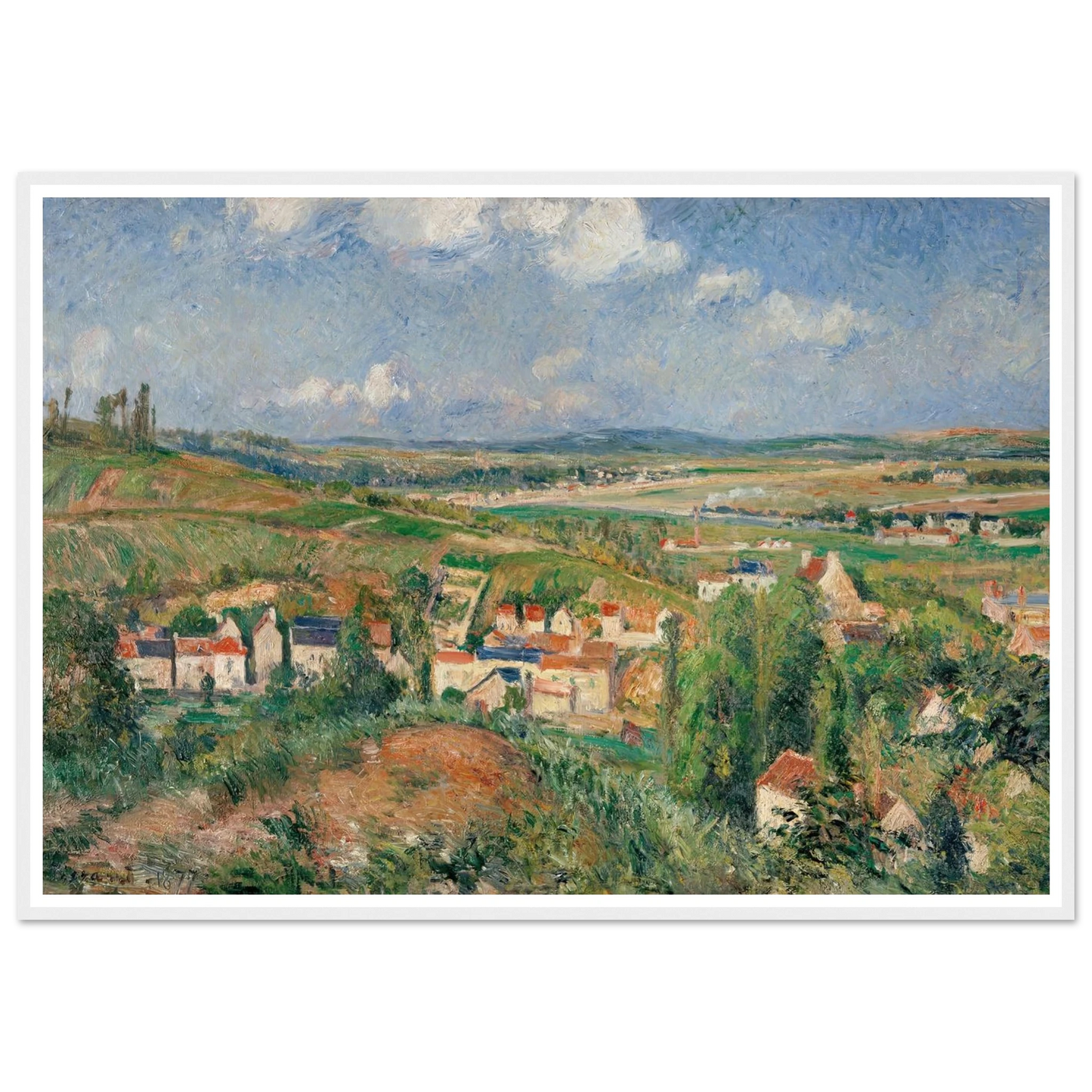 L’hermitage En Été, Pontoise (1877) Art Print | Camille Pissarro - Framed Poster - 30x40 cm / 12x16″ - Black frame
