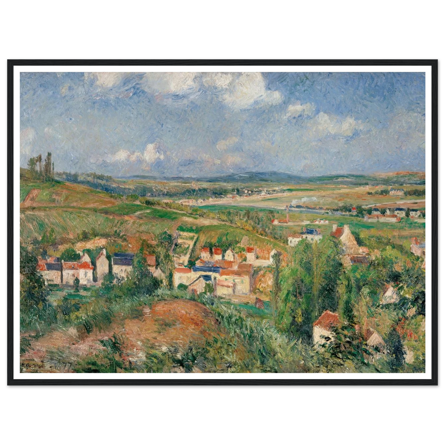 L’hermitage En Été, Pontoise (1877) Art Print | Camille Pissarro - Framed Poster - 30x40 cm / 12x16″ - Black frame