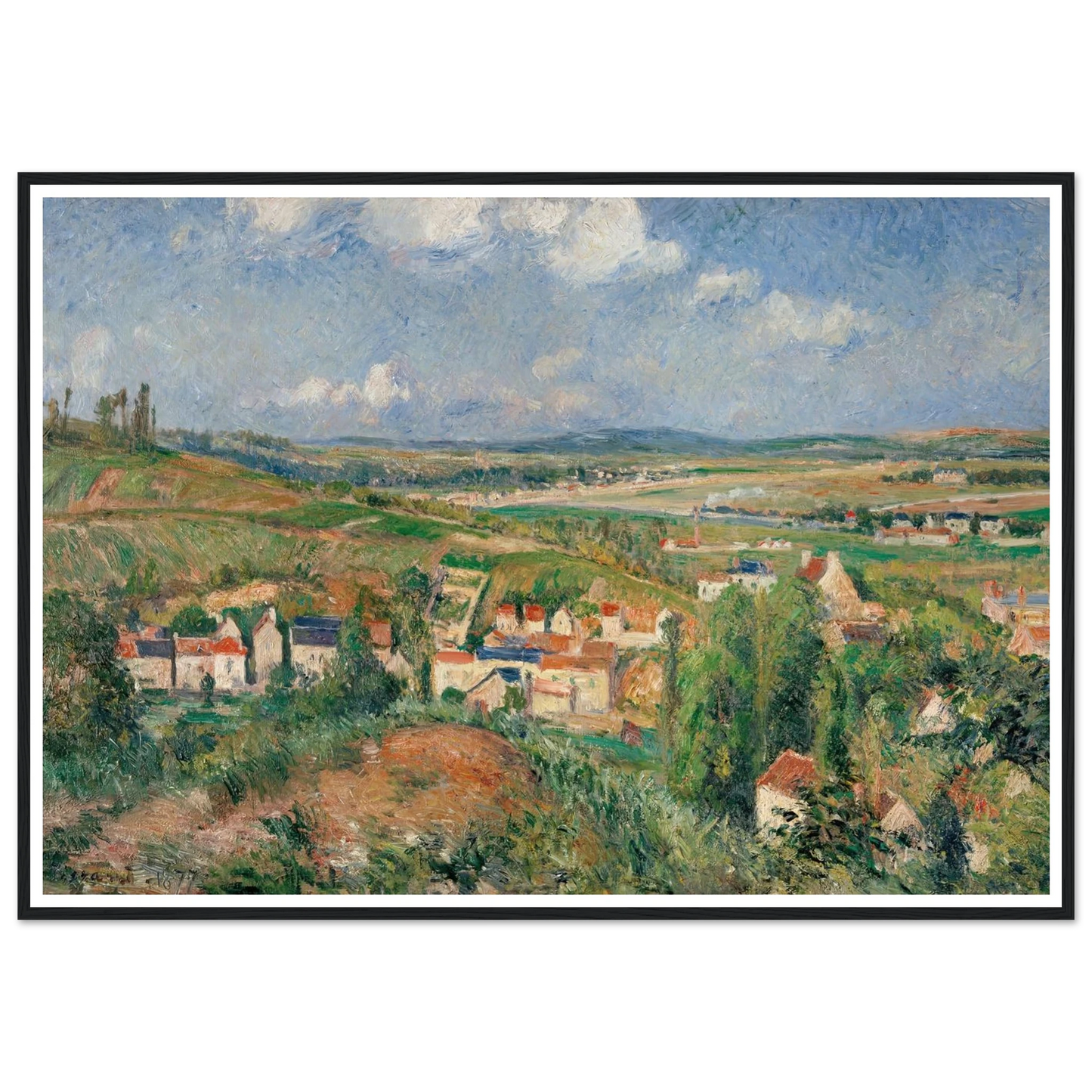 L’hermitage En Été, Pontoise (1877) Art Print | Camille Pissarro - Framed Poster - 30x40 cm / 12x16″ - Black frame