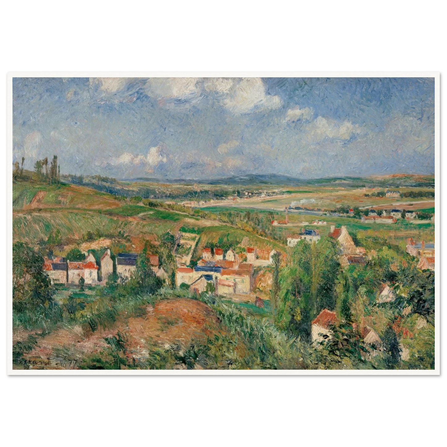L’hermitage En Été, Pontoise (1877) Art Print | Camille Pissarro - Framed Poster - 30x40 cm / 12x16″ - Black frame