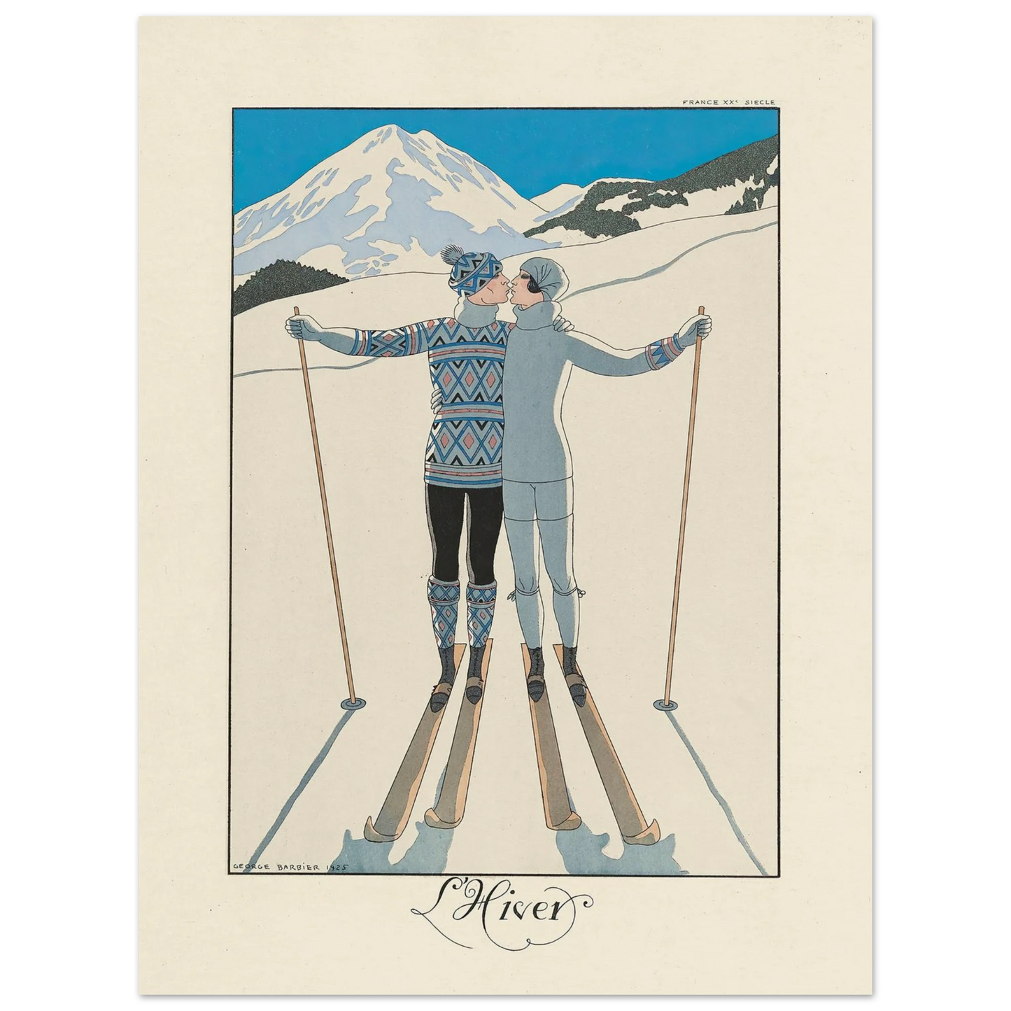 L’Hiver (Winter) (1922–1926) Art Print | George Barbier - Framed Poster - 30x40 cm / 12x16″ - Black frame