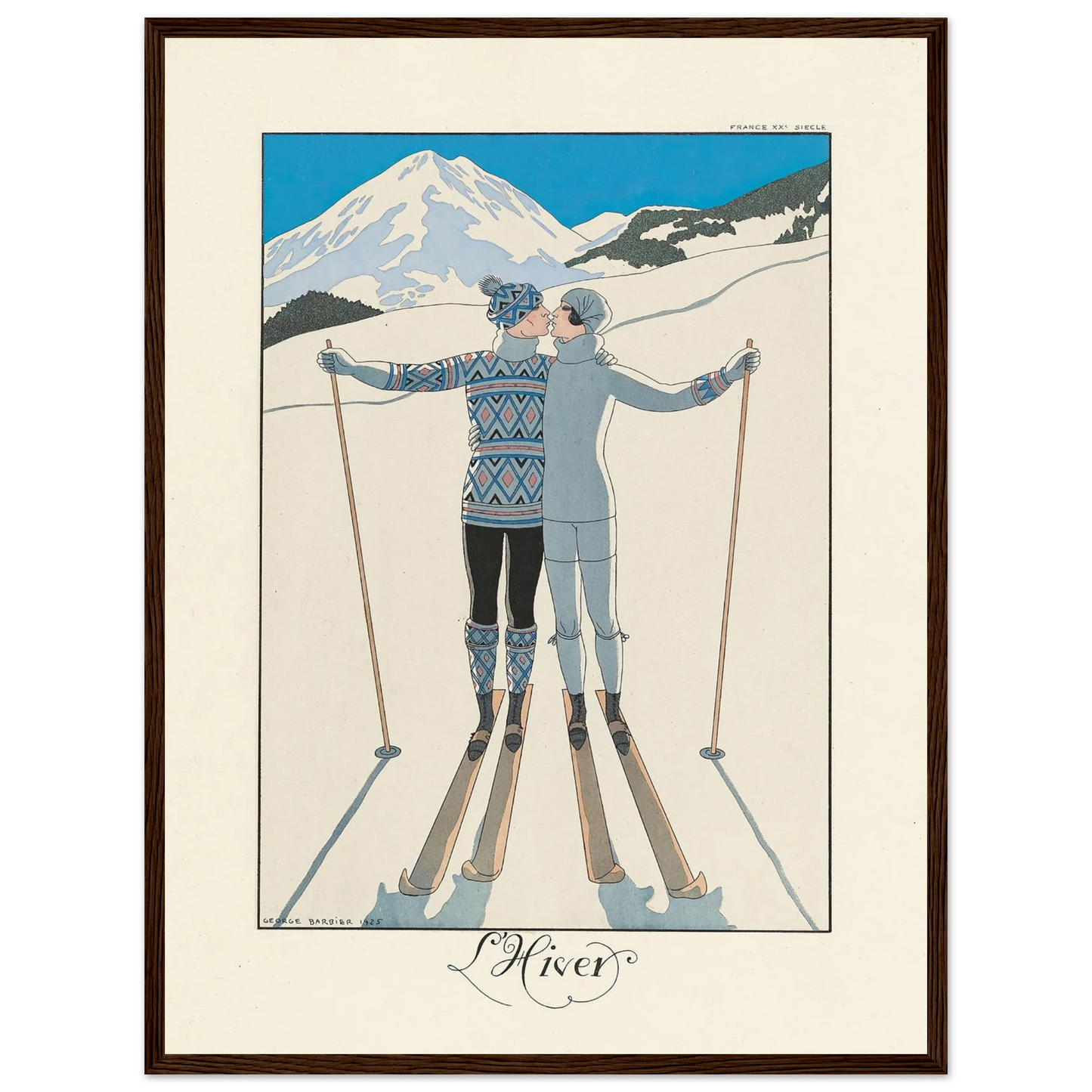 L’Hiver (Winter) (1922–1926) Art Print | George Barbier - Framed Poster - 30x40 cm / 12x16″ - Black frame