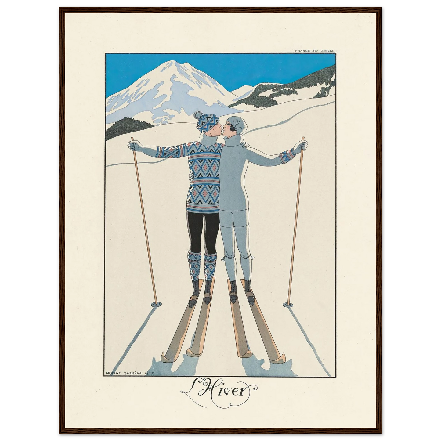 L’Hiver (Winter) (1922–1926) Art Print | George Barbier - Framed Poster - 30x40 cm / 12x16″ - Black frame