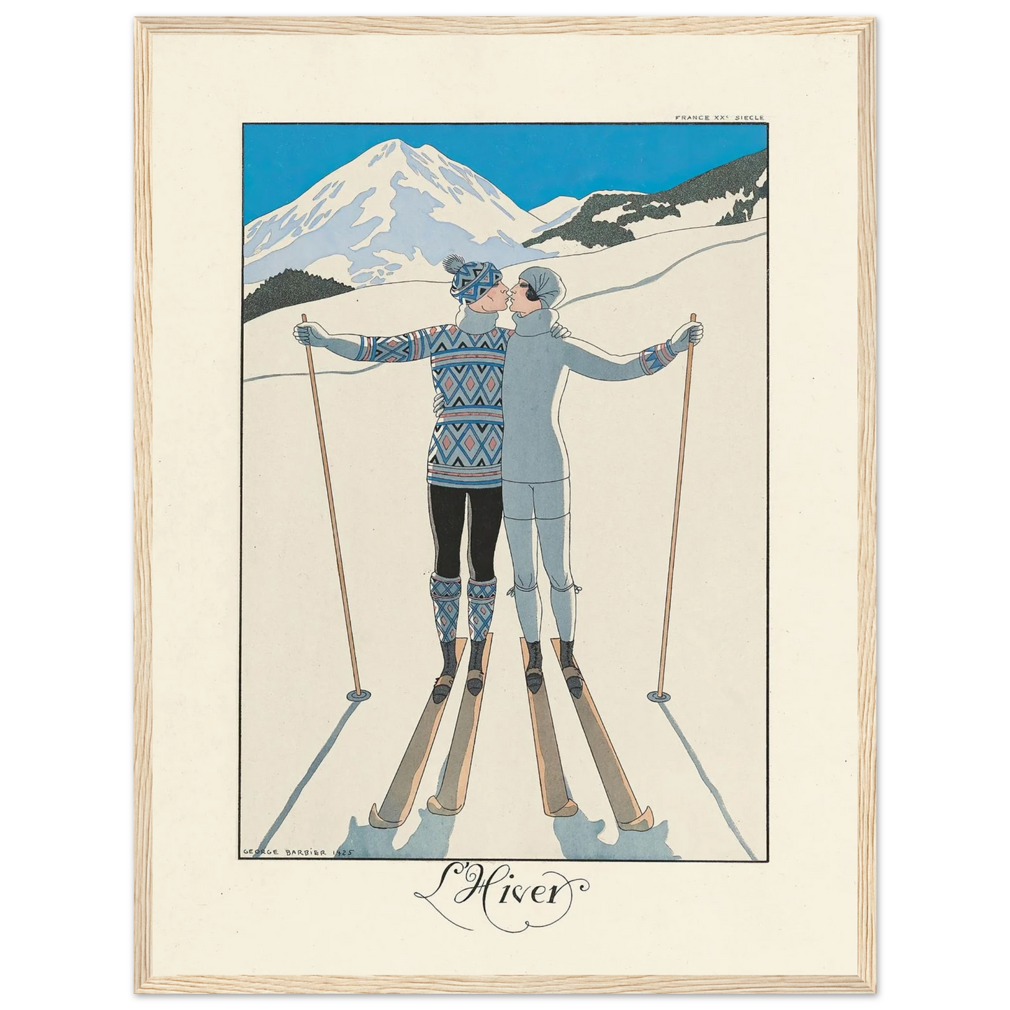 L’Hiver (Winter) (1922–1926) Art Print | George Barbier - Framed Poster - 30x40 cm / 12x16″ - Black frame