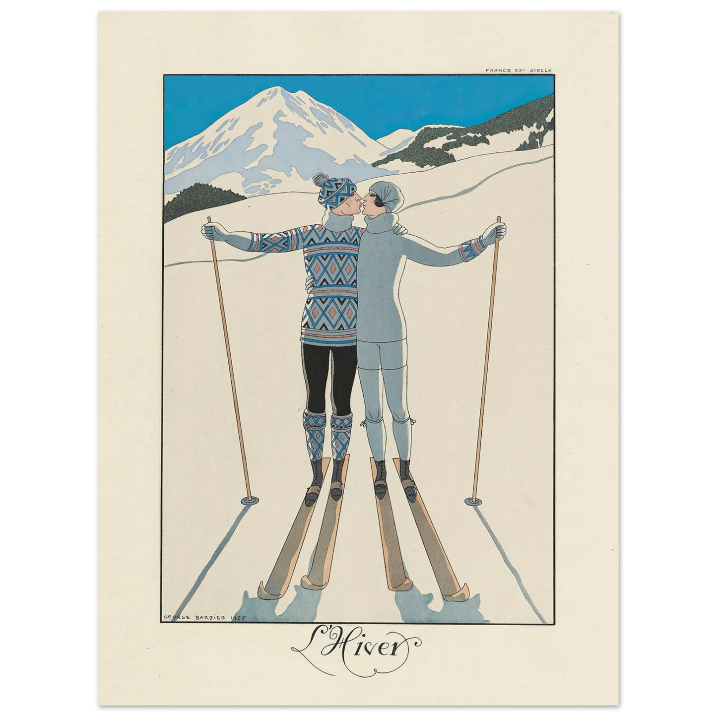 L’Hiver (Winter) (1922–1926) Art Print | George Barbier - Framed Poster - 30x40 cm / 12x16″ - Black frame