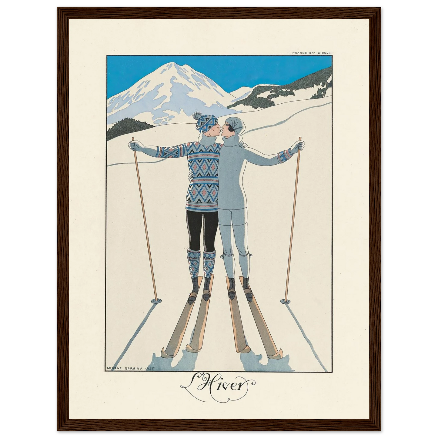 L’Hiver (Winter) (1922–1926) Art Print | George Barbier - Framed Poster - 30x40 cm / 12x16″ - Black frame