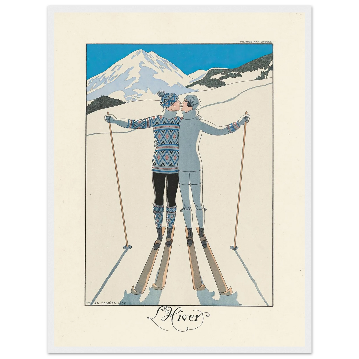 L’Hiver (Winter) (1922–1926) Art Print | George Barbier - Framed Poster - 30x40 cm / 12x16″ - Black frame