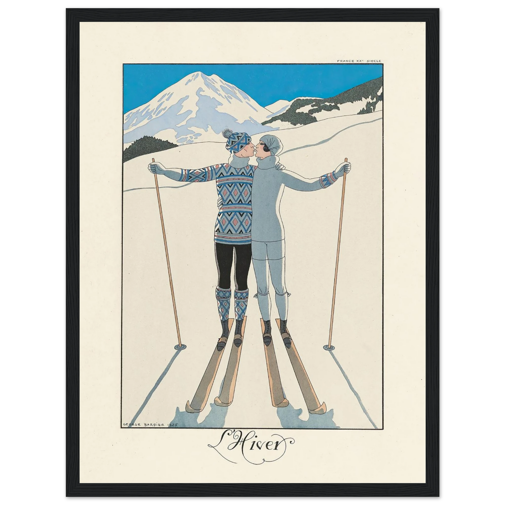 L’Hiver (Winter) (1922–1926) Art Print | George Barbier - Framed Poster - 30x40 cm / 12x16″ - Black frame