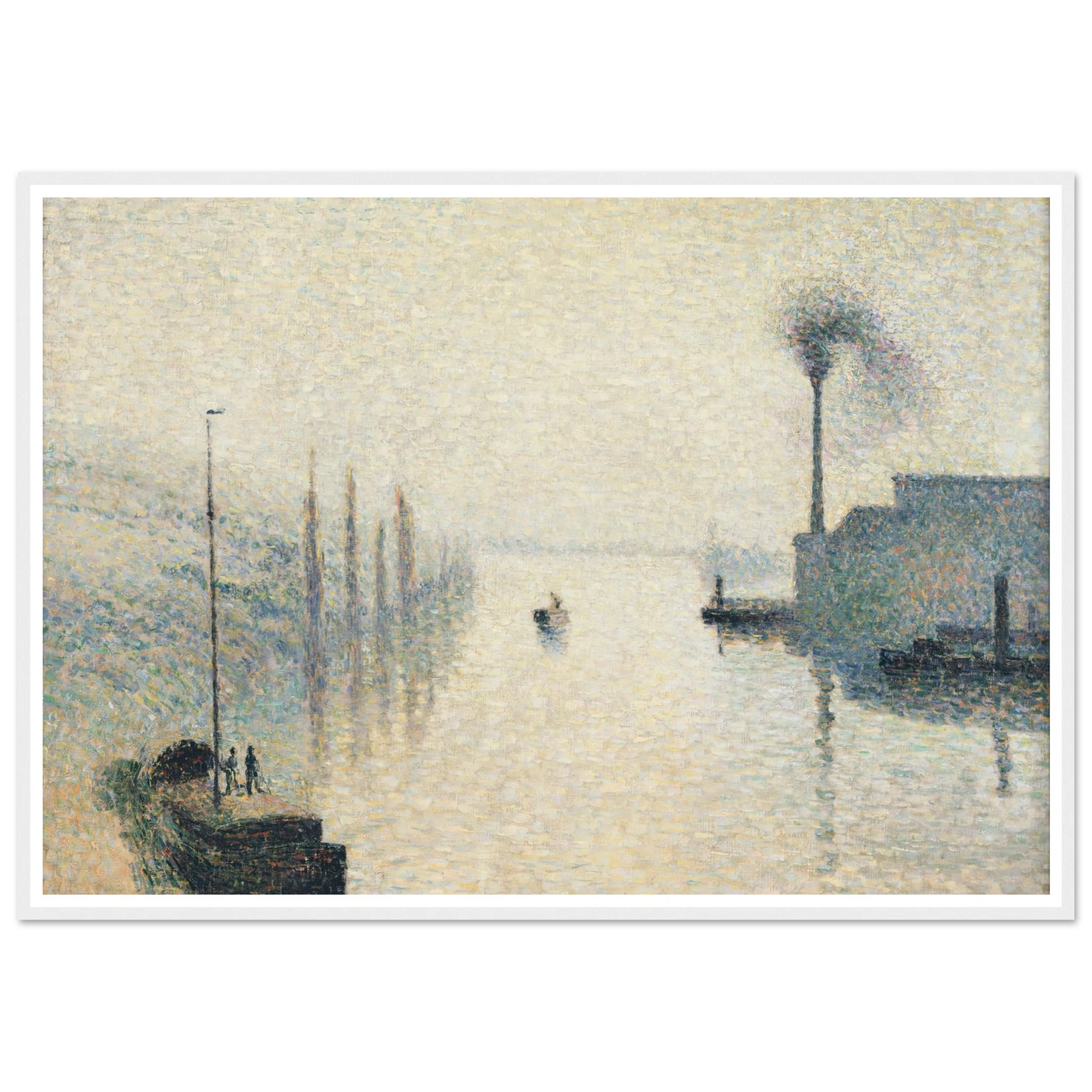 L’Île Lacroix, Rouen (The Effect of Fog) Art Print | Camille Pissarro - Framed Poster - 30x40 cm / 12x16″ - Black frame