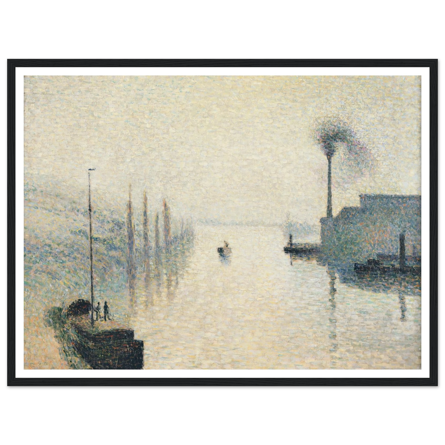 L’Île Lacroix, Rouen (The Effect of Fog) Art Print | Camille Pissarro - Framed Poster - 30x40 cm / 12x16″ - Black frame