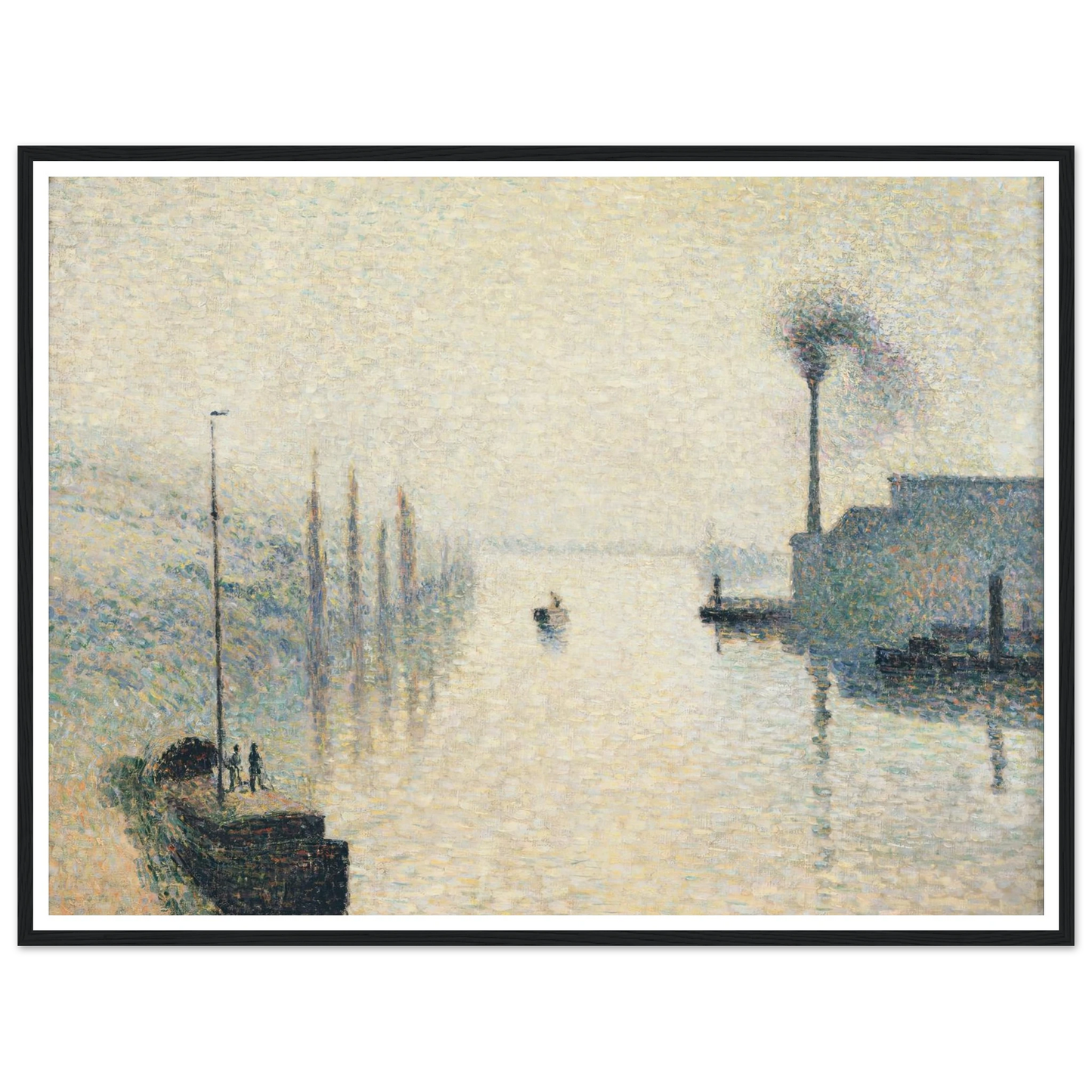 L’Île Lacroix, Rouen (The Effect of Fog) Art Print | Camille Pissarro - Framed Poster - 30x40 cm / 12x16″ - Black frame