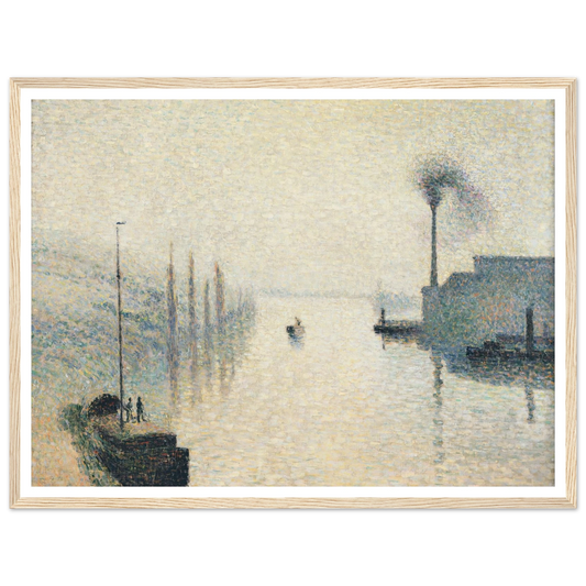 L’Île Lacroix, Rouen (The Effect of Fog) Art Print | Camille Pissarro - Framed Poster - 30x40 cm / 12x16″ - Black frame