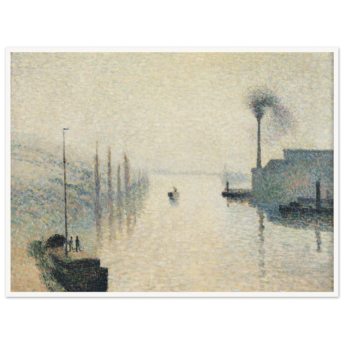 L’Île Lacroix, Rouen (The Effect of Fog) Art Print | Camille Pissarro - Framed Poster - 30x40 cm / 12x16″ - Black frame
