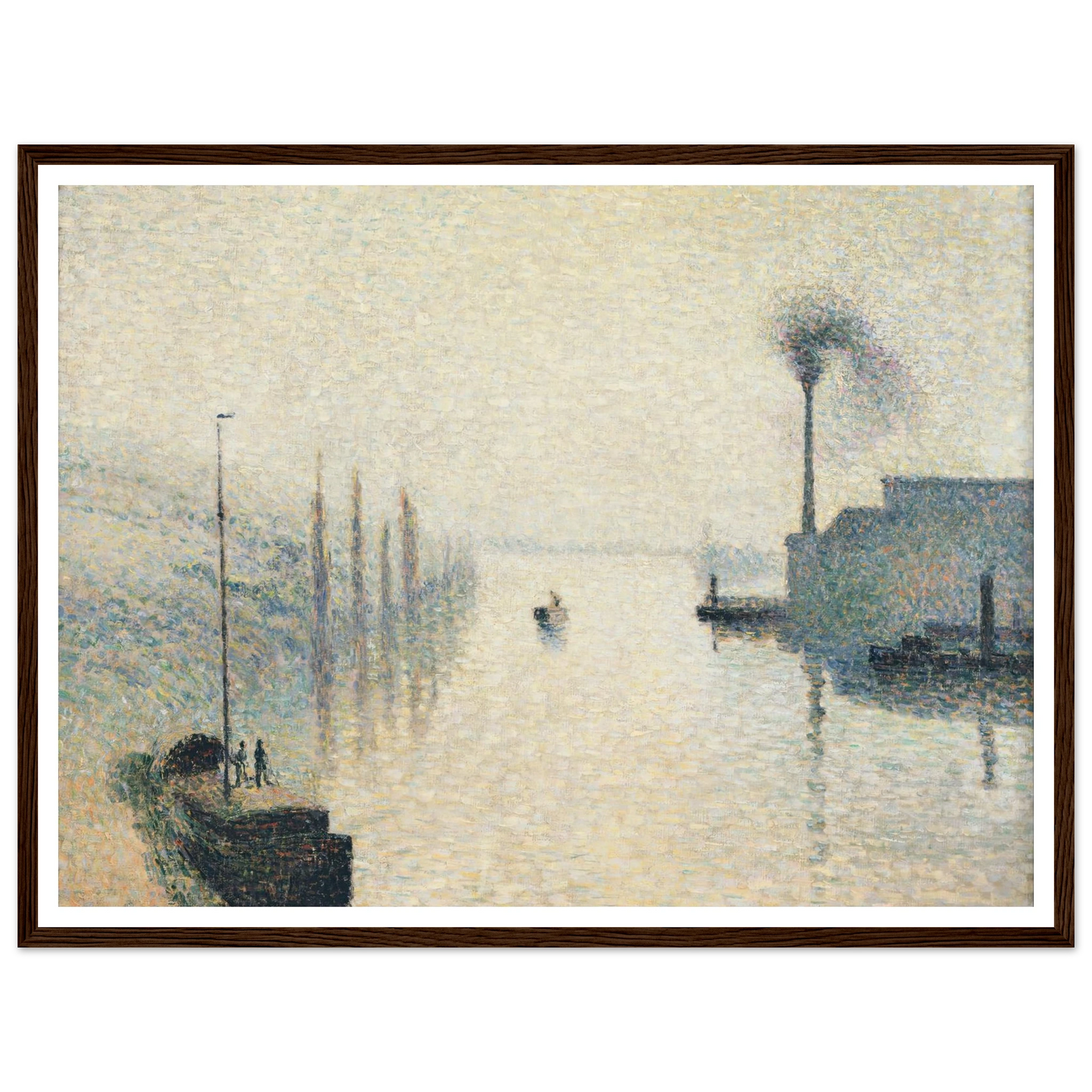L’Île Lacroix, Rouen (The Effect of Fog) Art Print | Camille Pissarro - Framed Poster - 30x40 cm / 12x16″ - Black frame