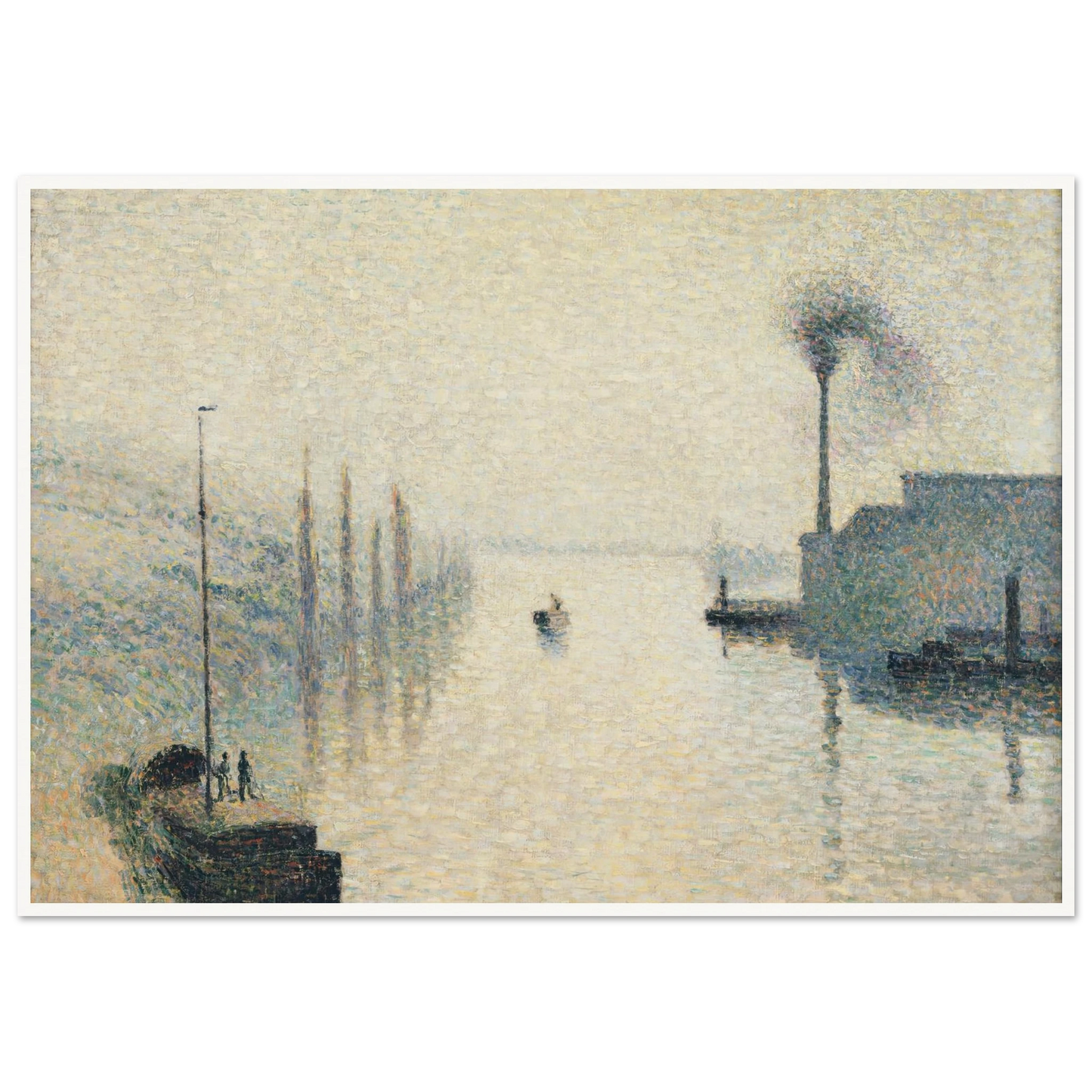 L’Île Lacroix, Rouen (The Effect of Fog) Art Print | Camille Pissarro - Framed Poster - 30x40 cm / 12x16″ - Black frame