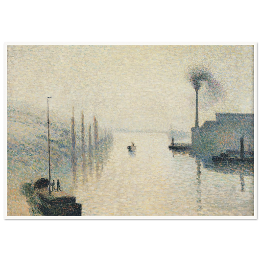L’Île Lacroix, Rouen (The Effect of Fog) Art Print | Camille Pissarro - Framed Poster - 30x40 cm / 12x16″ - Black frame