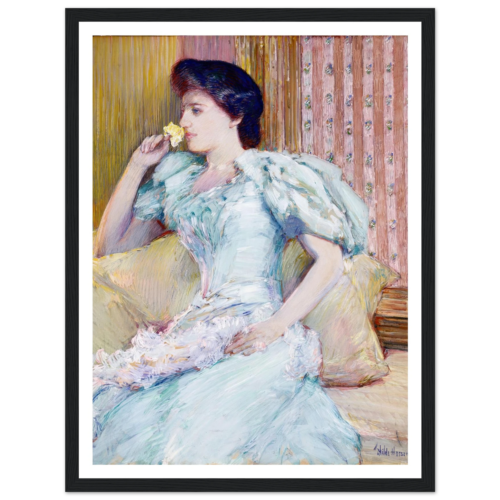 Lillie (Lillie Langtry) (ca. 1898) Art Print | Childe Hassam - Framed Poster - 30x40 cm / 12x16″ - Black frame