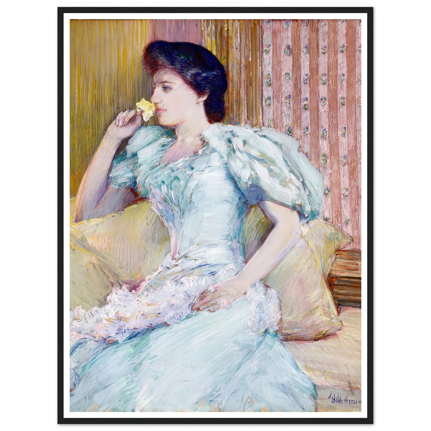 Lillie (Lillie Langtry) (ca. 1898) Art Print | Childe Hassam - Framed Poster - 30x40 cm / 12x16″ - Black frame