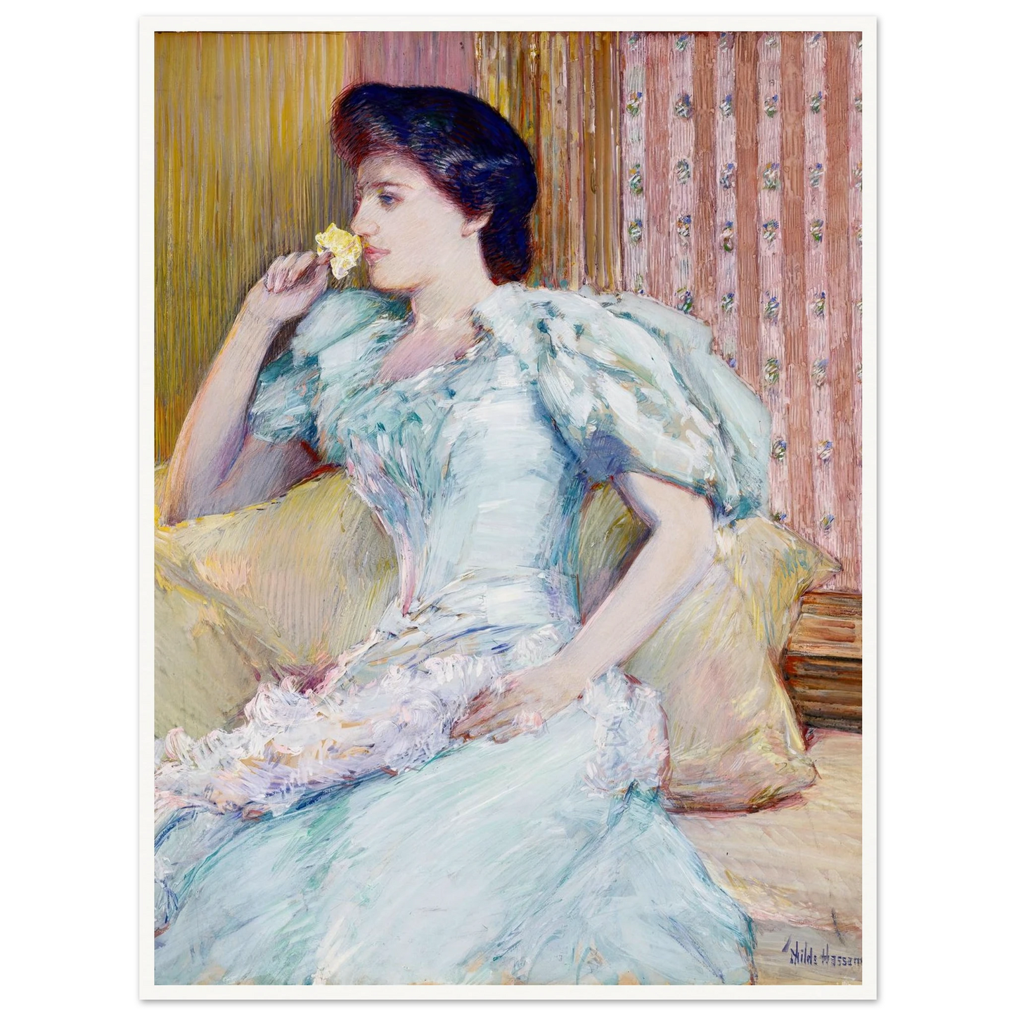 Lillie (Lillie Langtry) (ca. 1898) Art Print | Childe Hassam - Framed Poster - 30x40 cm / 12x16″ - Black frame