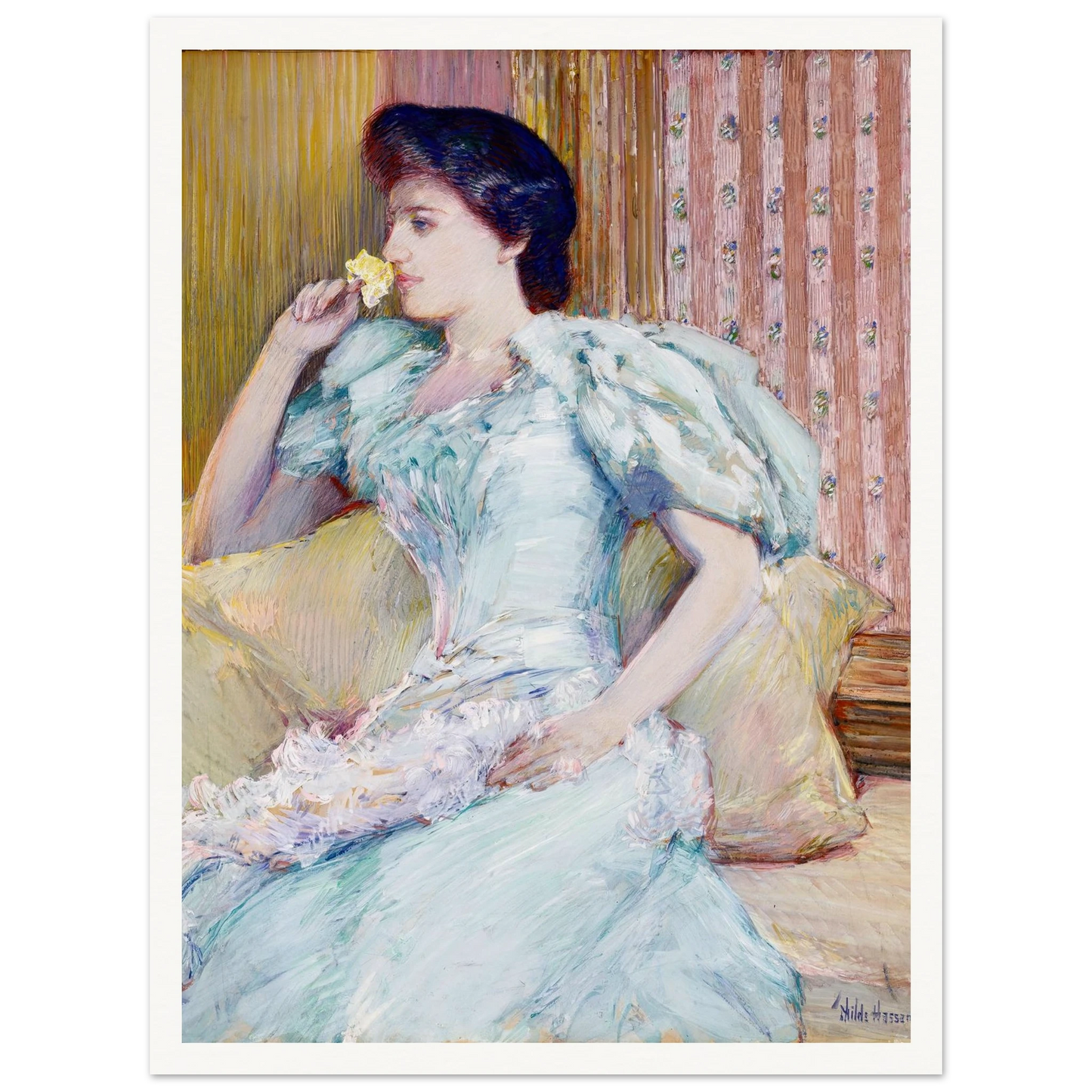 Lillie (Lillie Langtry) (ca. 1898) Art Print | Childe Hassam - Framed Poster - 30x40 cm / 12x16″ - Black frame