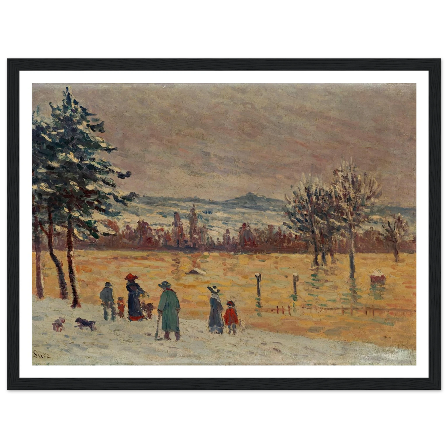 L’Inondation à Longchamp (1912) Art Print | Maximilien Luce - Framed Poster - 30x40 cm / 12x16″ - Black frame