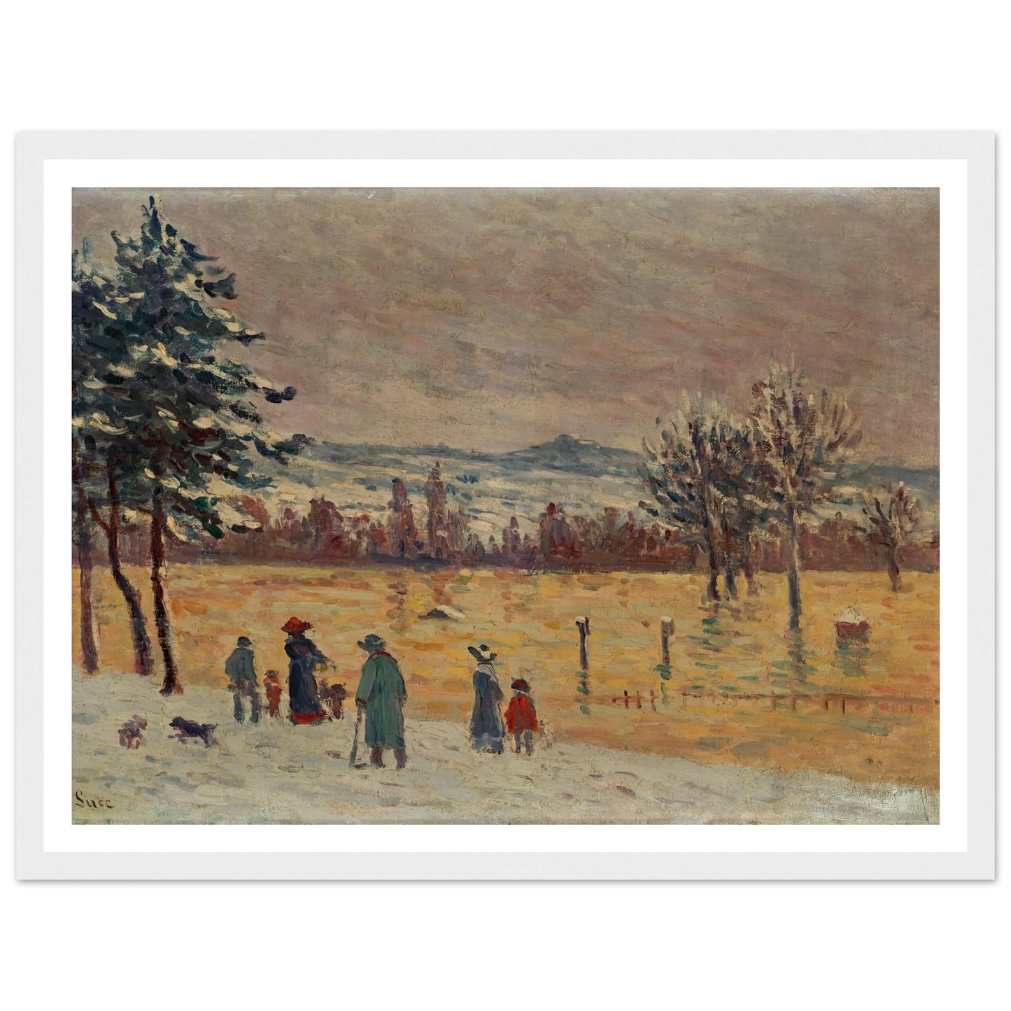 L’Inondation à Longchamp (1912) Art Print | Maximilien Luce - Framed Poster - 30x40 cm / 12x16″ - Black frame