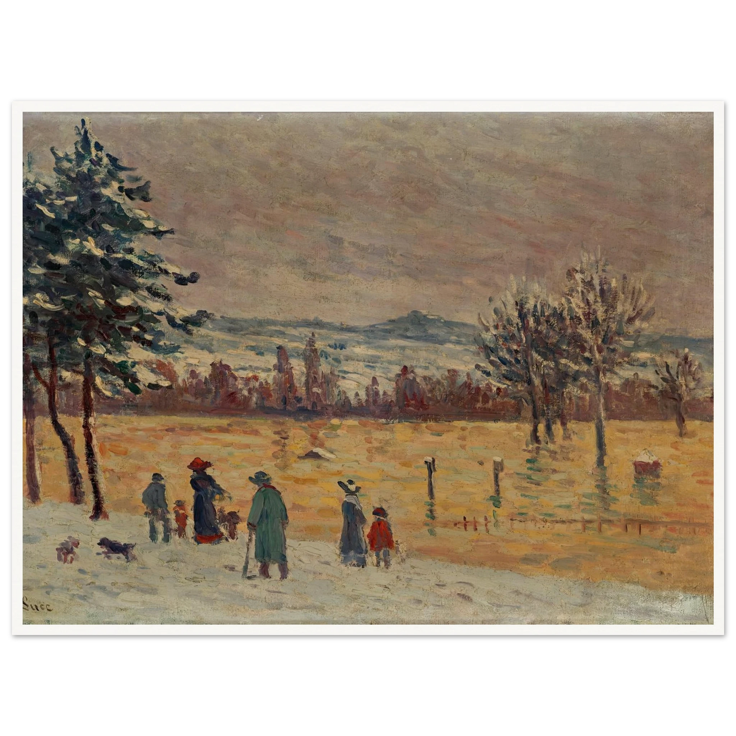 L’Inondation à Longchamp (1912) Art Print | Maximilien Luce - Framed Poster - 30x40 cm / 12x16″ - Black frame