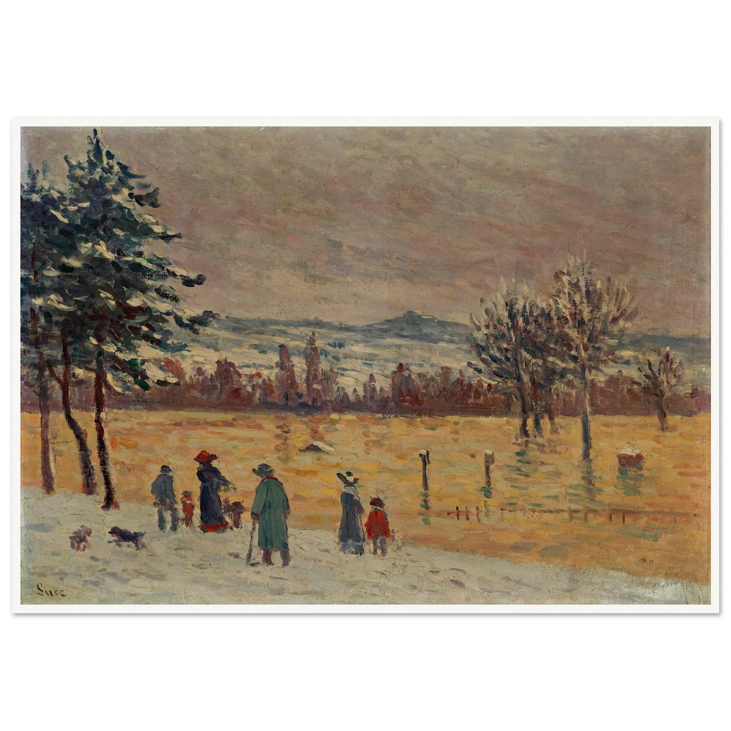 L’Inondation à Longchamp (1912) Art Print | Maximilien Luce - Framed Poster - 30x40 cm / 12x16″ - Black frame