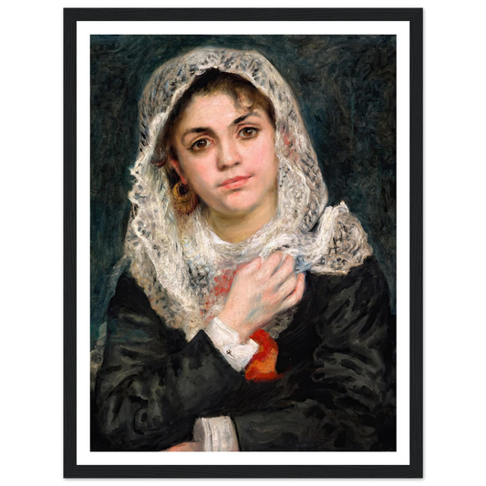 Lise in a White Shawl (c. 1872) Art Print | Pierre Auguste Renoir - Framed Poster - 30x40 cm / 12x16″ - Black frame